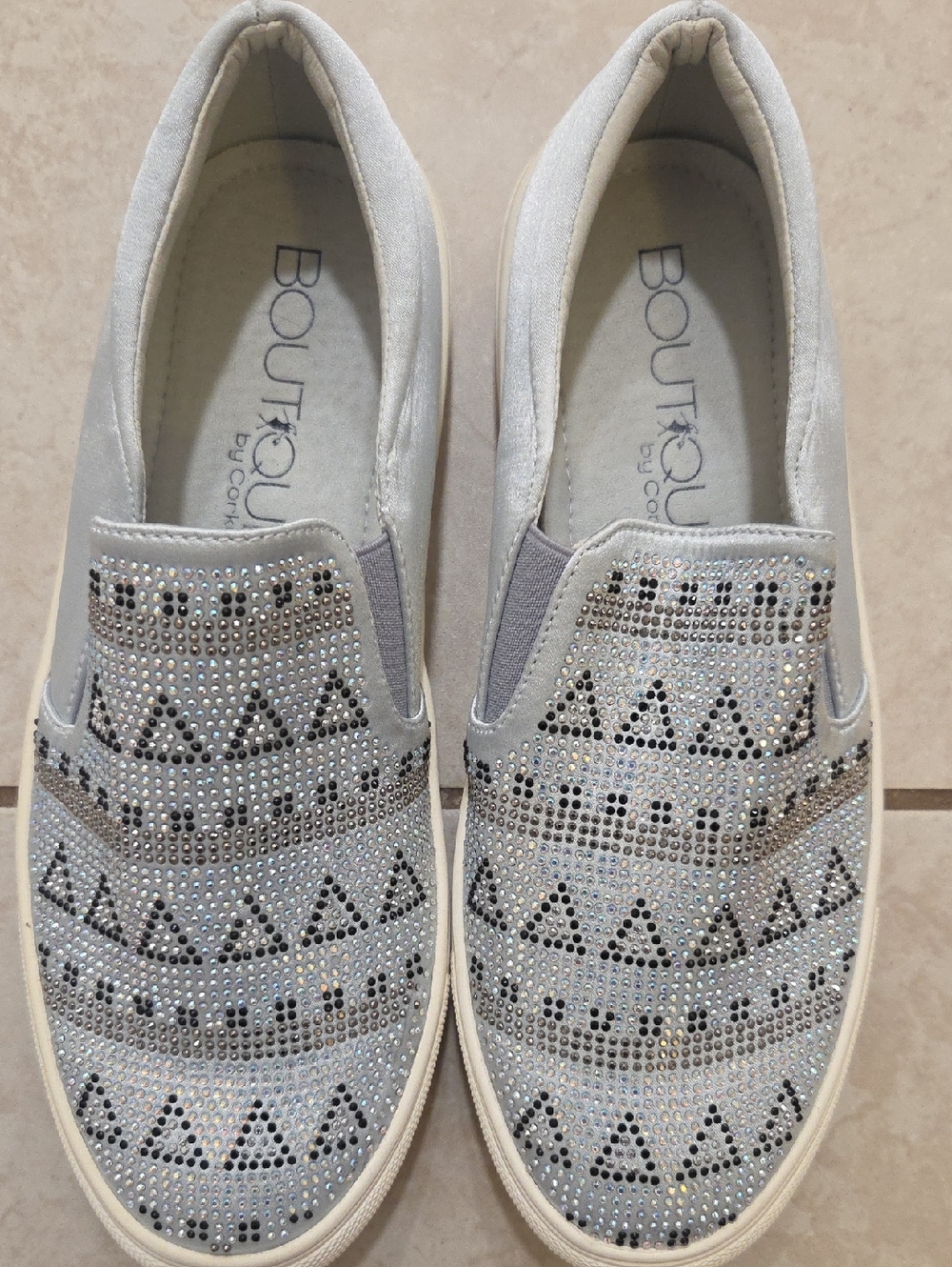 Boutique by Cortina Silver Crystal Slip-On Sneakers